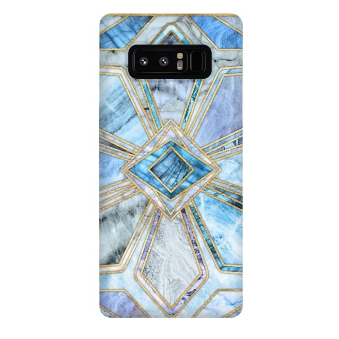Galaxy Note 8 StrongFit Geometric Gilded Stone Tiles in Soft Blues by Micklyn Le Feuvre