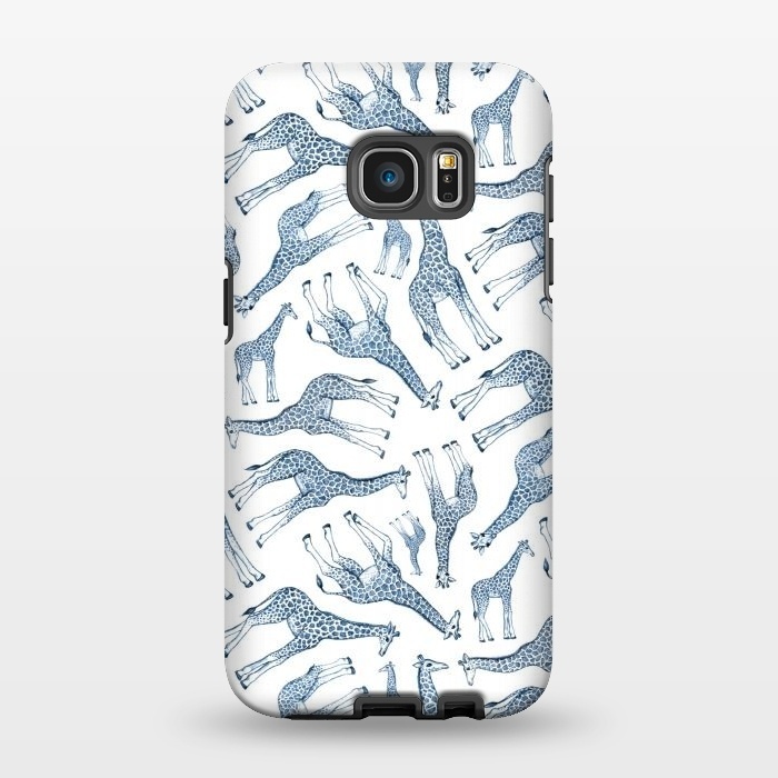 Galaxy S7 EDGE StrongFit Little Giraffes in Monochrome Blue and White by Micklyn Le Feuvre