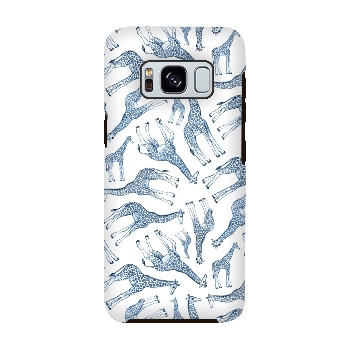 Galaxy S8 StrongFit Little Giraffes in Monochrome Blue and White by Micklyn Le Feuvre