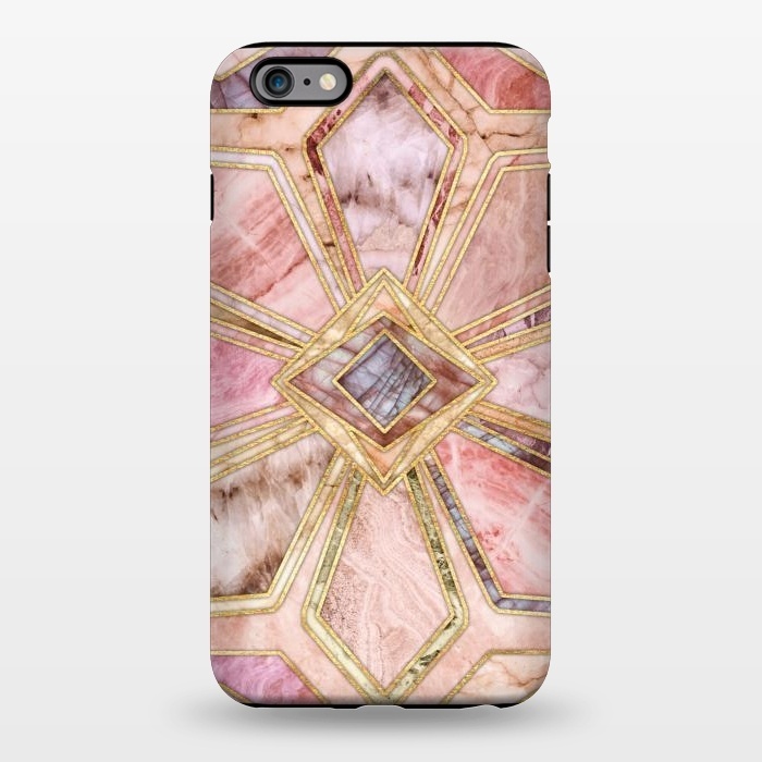iPhone 6/6s plus StrongFit Geometric Gilded Stone Tiles in Blush Pink, Peach and Coral by Micklyn Le Feuvre
