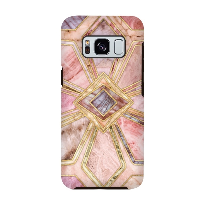 Galaxy S8 StrongFit Geometric Gilded Stone Tiles in Blush Pink, Peach and Coral by Micklyn Le Feuvre
