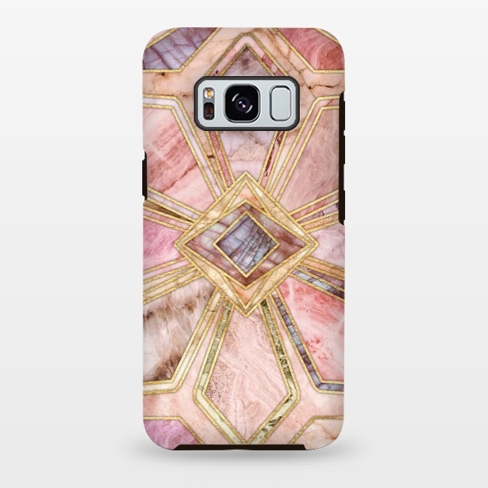 Galaxy S8 plus StrongFit Geometric Gilded Stone Tiles in Blush Pink, Peach and Coral by Micklyn Le Feuvre