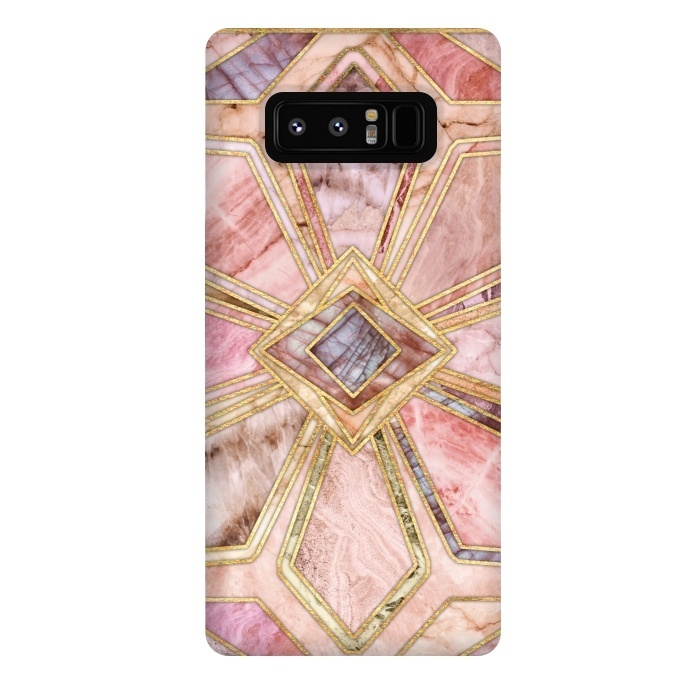Galaxy Note 8 StrongFit Geometric Gilded Stone Tiles in Blush Pink, Peach and Coral by Micklyn Le Feuvre