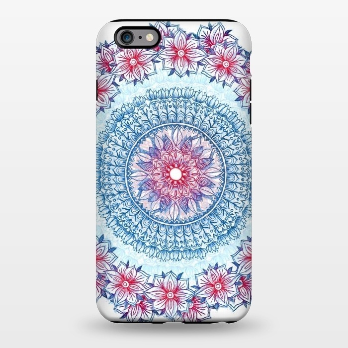 iPhone 6/6s plus StrongFit Red, White and Blue Floral Mandala by Micklyn Le Feuvre