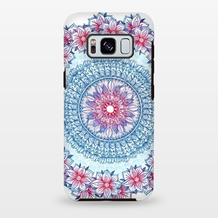 Galaxy S8 plus StrongFit Red, White and Blue Floral Mandala by Micklyn Le Feuvre