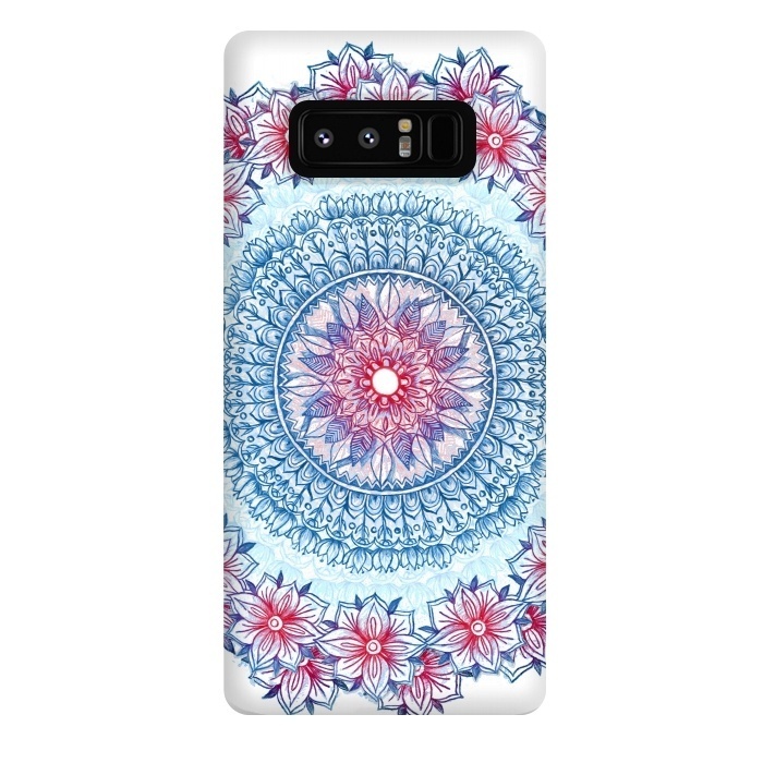 Galaxy Note 8 StrongFit Red, White and Blue Floral Mandala by Micklyn Le Feuvre