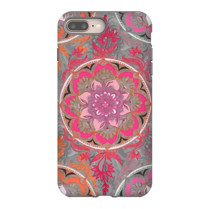 iPhone 7 plus StrongFit Hot Pink, Magenta and Orange Super Boho Medallions by Micklyn Le Feuvre