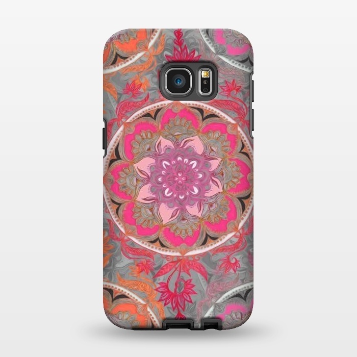 Galaxy S7 EDGE StrongFit Hot Pink, Magenta and Orange Super Boho Medallions by Micklyn Le Feuvre