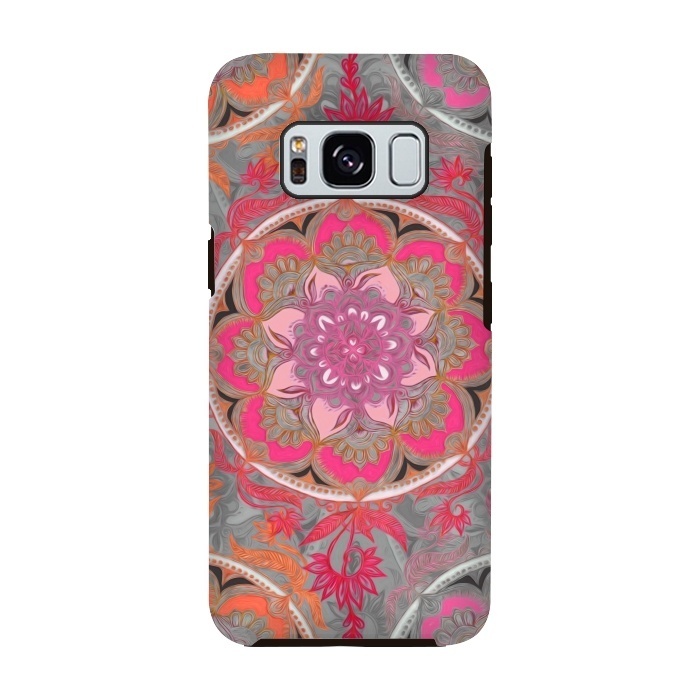 Galaxy S8 StrongFit Hot Pink, Magenta and Orange Super Boho Medallions by Micklyn Le Feuvre
