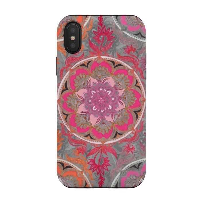 iPhone Xs / X StrongFit Hot Pink, Magenta and Orange Super Boho Medallions by Micklyn Le Feuvre