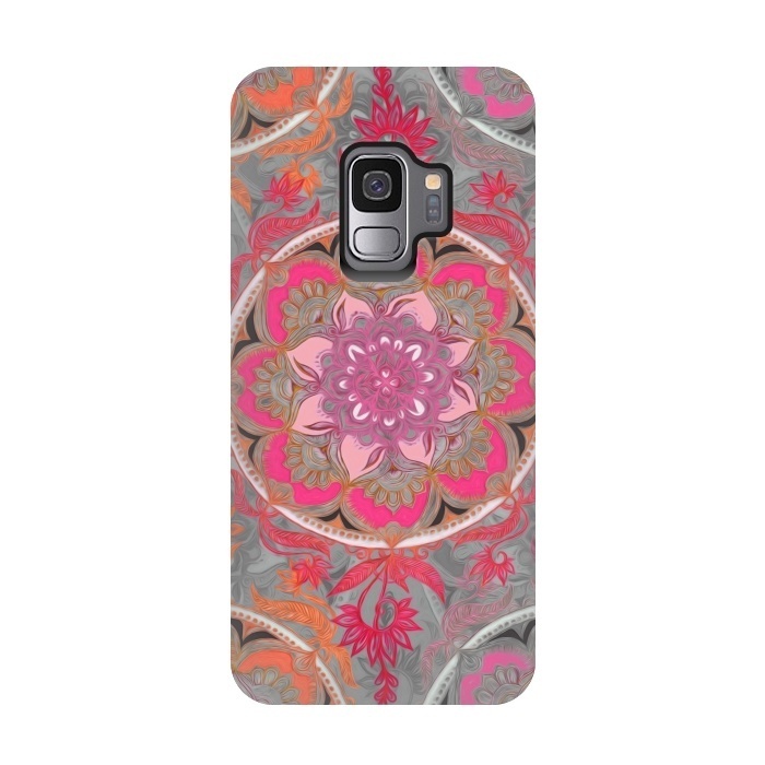 Galaxy S9 StrongFit Hot Pink, Magenta and Orange Super Boho Medallions by Micklyn Le Feuvre