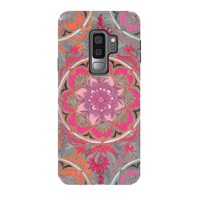 Galaxy S9 plus StrongFit Hot Pink, Magenta and Orange Super Boho Medallions by Micklyn Le Feuvre