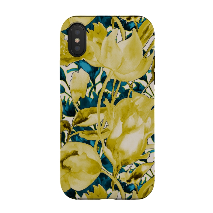 iPhone Xs / X StrongFit Yellow watercolour floral by Kashmira Baheti