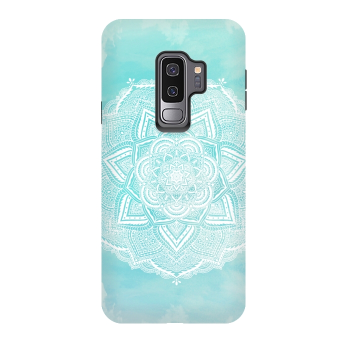 Galaxy S9 plus StrongFit Mandala flower turquoise by Jms