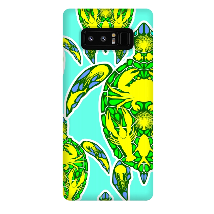 Galaxy Note 8 StrongFit Sea Turtle Reef Marine Life Abstract Symbol Tattoo Style  by BluedarkArt