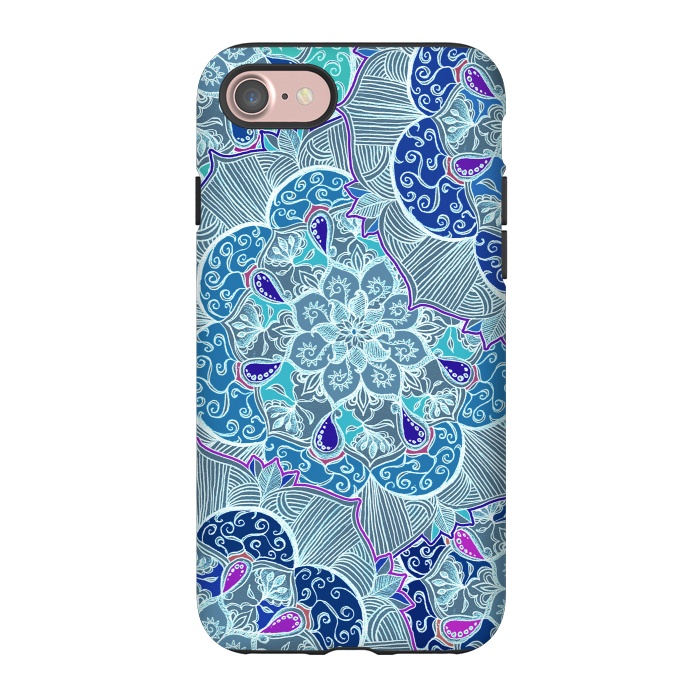 iPhone 7 StrongFit Fresh Doodle in Teal Blue, Purple and Grey by Micklyn Le Feuvre