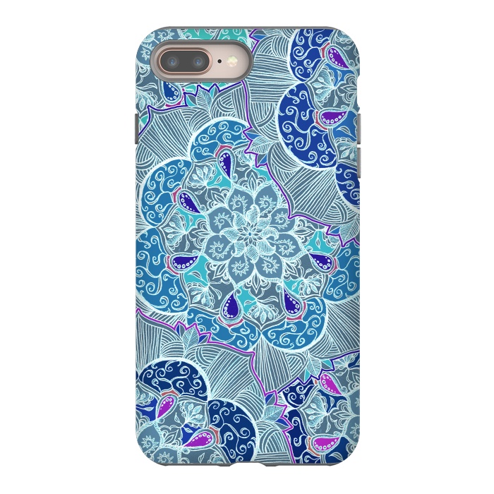 iPhone 7 plus StrongFit Fresh Doodle in Teal Blue, Purple and Grey by Micklyn Le Feuvre
