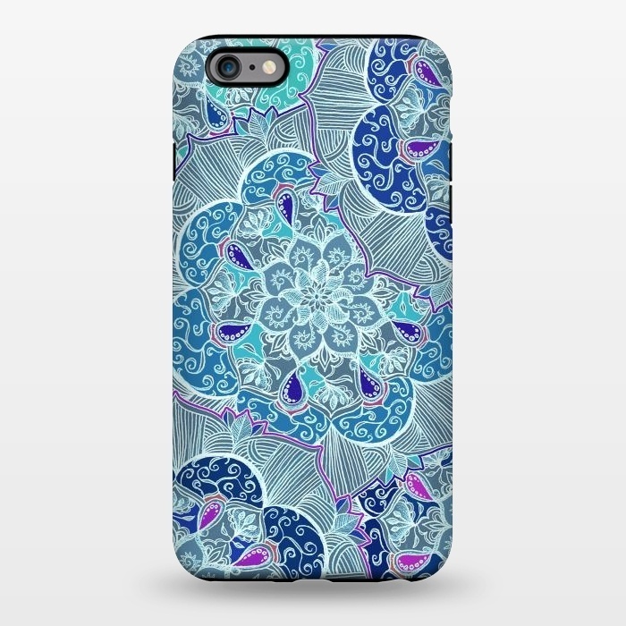 iPhone 6/6s plus StrongFit Fresh Doodle in Teal Blue, Purple and Grey by Micklyn Le Feuvre