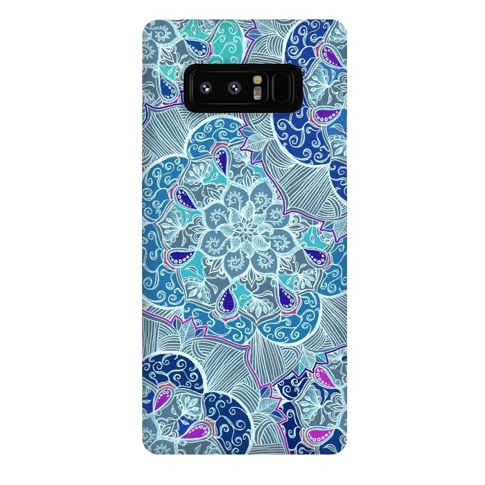 Galaxy Note 8 StrongFit Fresh Doodle in Teal Blue, Purple and Grey by Micklyn Le Feuvre
