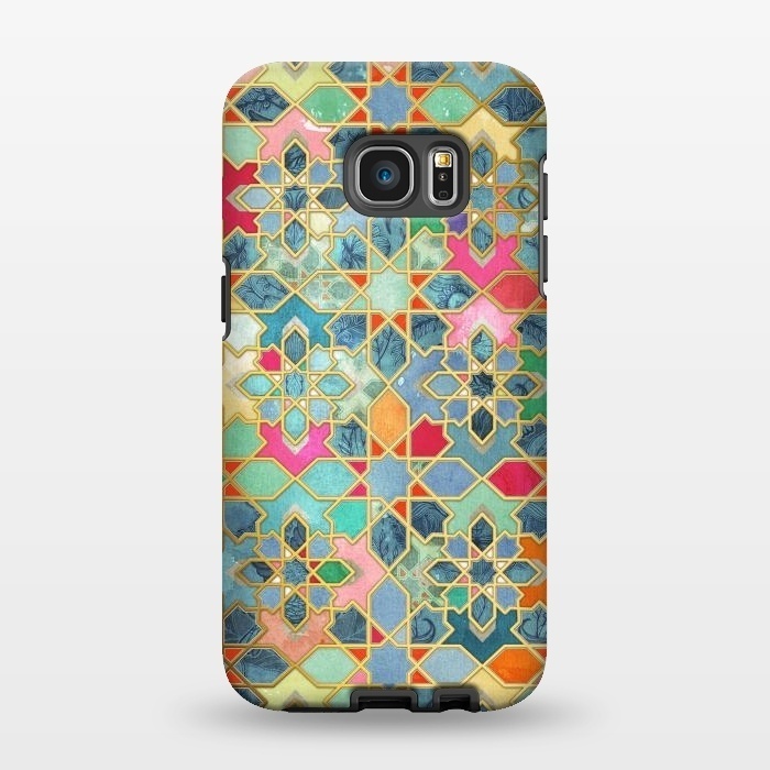 Galaxy S7 EDGE StrongFit Gilt & Glory - Colorful Moroccan Mosaic by Micklyn Le Feuvre