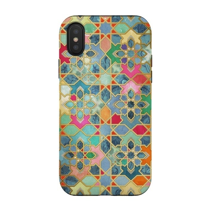 iPhone Xs / X StrongFit Gilt & Glory - Colorful Moroccan Mosaic by Micklyn Le Feuvre