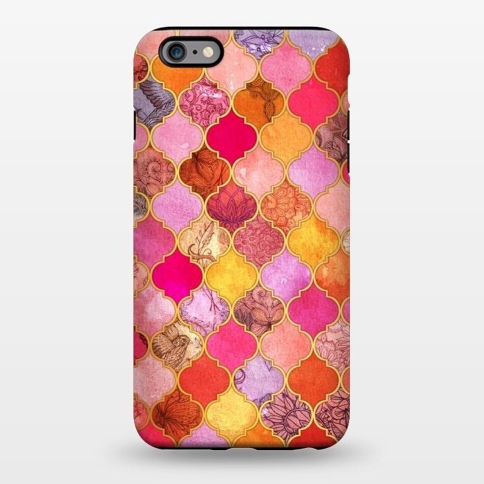 iPhone 6/6s plus StrongFit Hot Pink, Gold, Tangerine & Taupe Decorative Moroccan Tile Pattern by Micklyn Le Feuvre