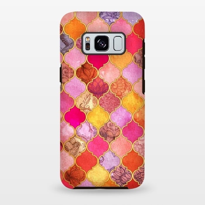Galaxy S8 plus StrongFit Hot Pink, Gold, Tangerine & Taupe Decorative Moroccan Tile Pattern por Micklyn Le Feuvre
