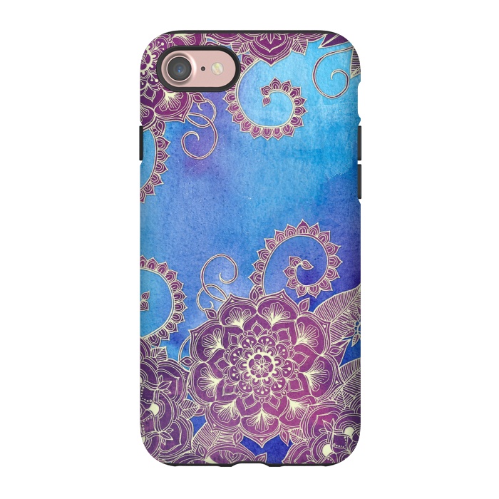 iPhone 7 StrongFit Magnolia & Magenta Floral on Watercolor by Micklyn Le Feuvre