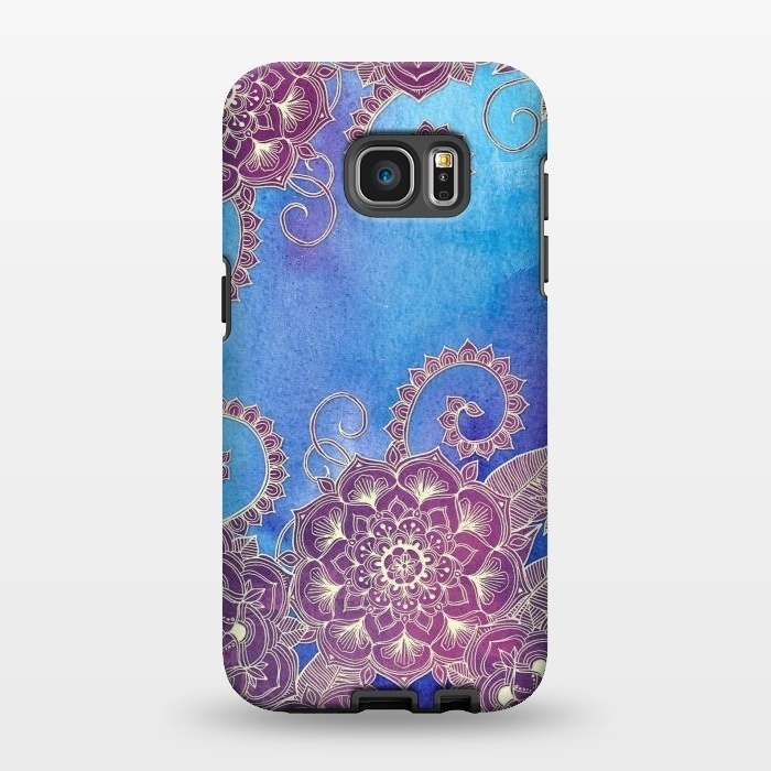 Galaxy S7 EDGE StrongFit Magnolia & Magenta Floral on Watercolor by Micklyn Le Feuvre