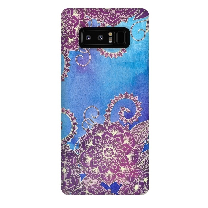 Galaxy Note 8 StrongFit Magnolia & Magenta Floral on Watercolor by Micklyn Le Feuvre
