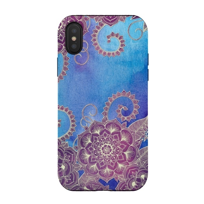 iPhone Xs / X StrongFit Magnolia & Magenta Floral on Watercolor by Micklyn Le Feuvre