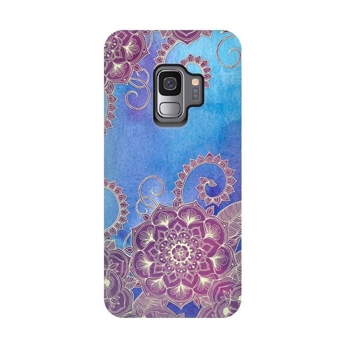 Galaxy S9 StrongFit Magnolia & Magenta Floral on Watercolor by Micklyn Le Feuvre