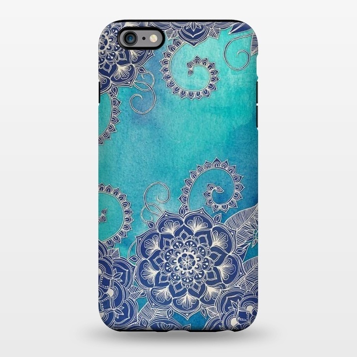 iPhone 6/6s plus StrongFit Mermaid's Garden - Navy & Teal Floral on Watercolor by Micklyn Le Feuvre