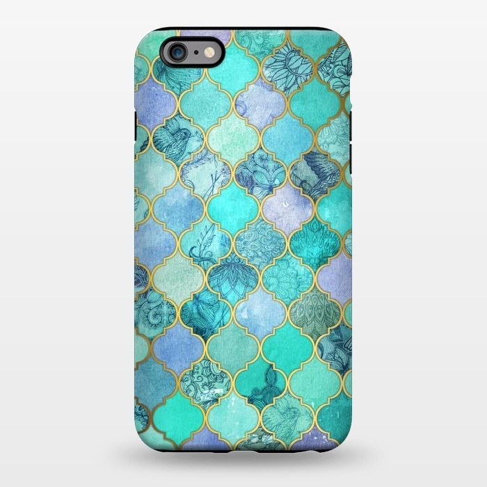 iPhone 6/6s plus StrongFit Cool Jade Icy Mint Decorative Moroccan Tile Pattern by Micklyn Le Feuvre