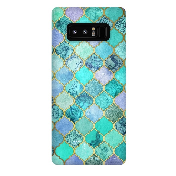 Galaxy Note 8 StrongFit Cool Jade Icy Mint Decorative Moroccan Tile Pattern by Micklyn Le Feuvre