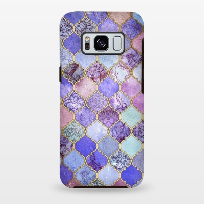 Galaxy S8 plus StrongFit Royal Purple, Mauve & Indigo Decorative Moroccan Tile Pattern by Micklyn Le Feuvre