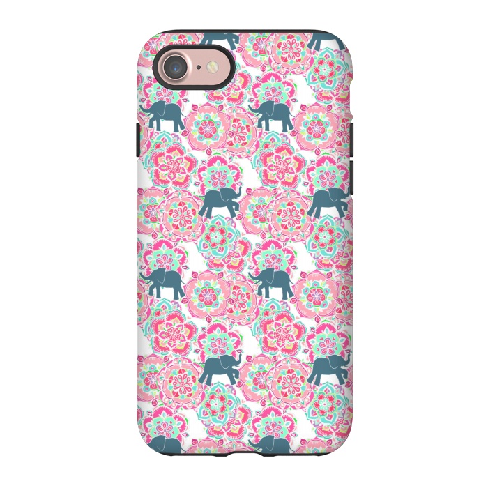 iPhone 7 StrongFit Tiny Elephants in Fields of Flowers by Micklyn Le Feuvre