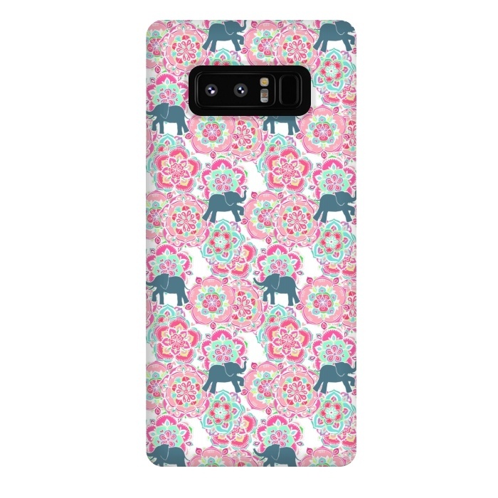 Galaxy Note 8 StrongFit Tiny Elephants in Fields of Flowers by Micklyn Le Feuvre