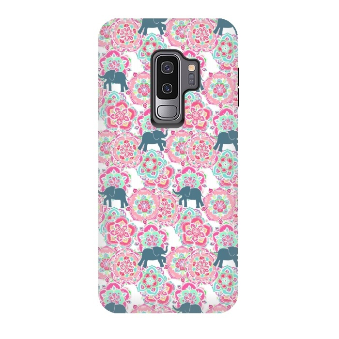 Galaxy S9 plus StrongFit Tiny Elephants in Fields of Flowers by Micklyn Le Feuvre