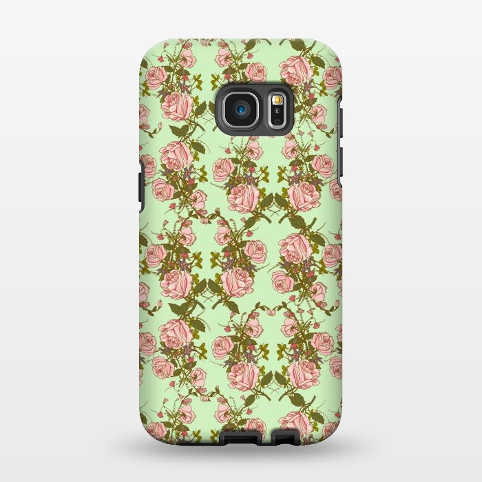 Galaxy S7 EDGE StrongFit Vintage Rosy Floral by Quirk It Up
