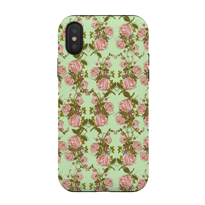 iPhone Xs / X StrongFit Vintage Rosy Floral by Quirk It Up