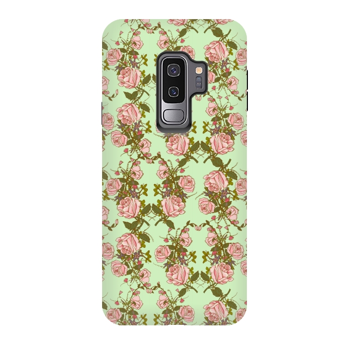 Galaxy S9 plus StrongFit Vintage Rosy Floral by Quirk It Up