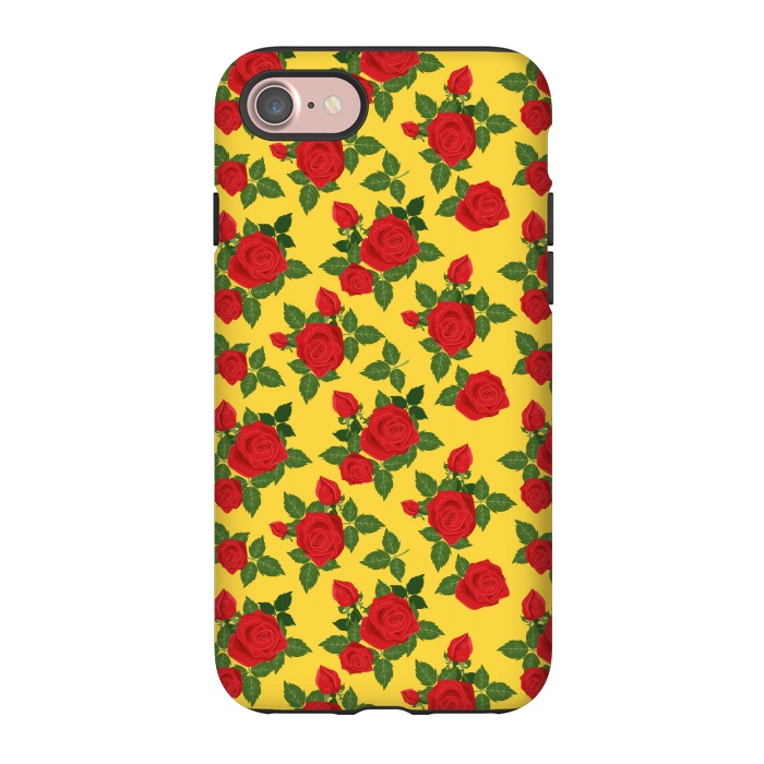 iPhone 7 StrongFit Vintage Rosy Floral-Yellow by Quirk It Up