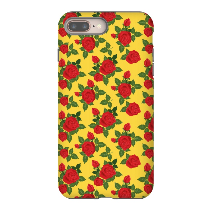 iPhone 7 plus StrongFit Vintage Rosy Floral-Yellow by Quirk It Up