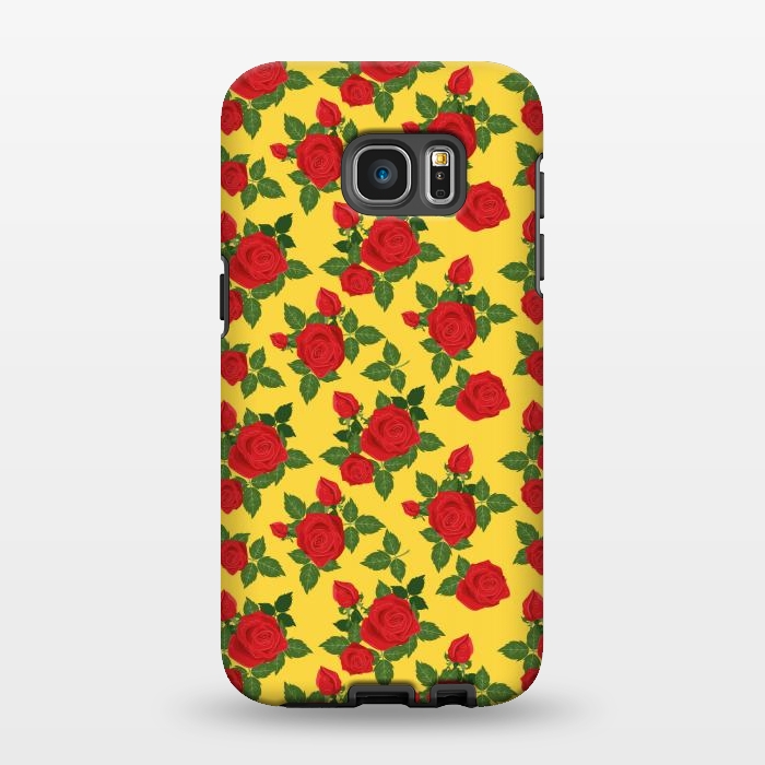 Galaxy S7 EDGE StrongFit Vintage Rosy Floral-Yellow by Quirk It Up