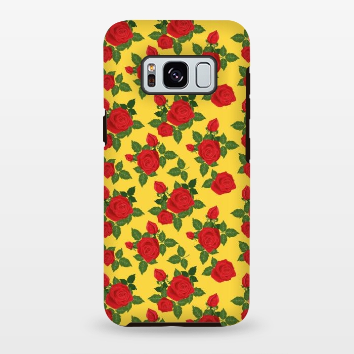 Galaxy S8 plus StrongFit Vintage Rosy Floral-Yellow by Quirk It Up