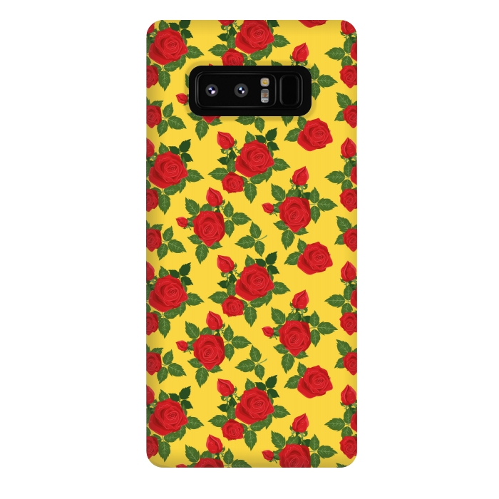 Galaxy Note 8 StrongFit Vintage Rosy Floral-Yellow by Quirk It Up