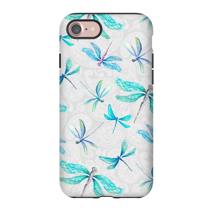 iPhone 7 StrongFit Dragonflies on Paisley by gingerlique