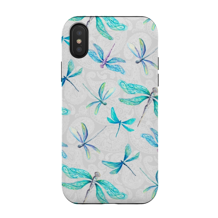 iPhone Xs / X StrongFit Dragonflies on Paisley by gingerlique
