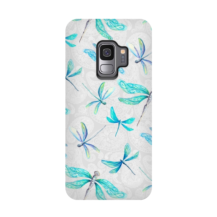 Galaxy S9 StrongFit Dragonflies on Paisley by gingerlique